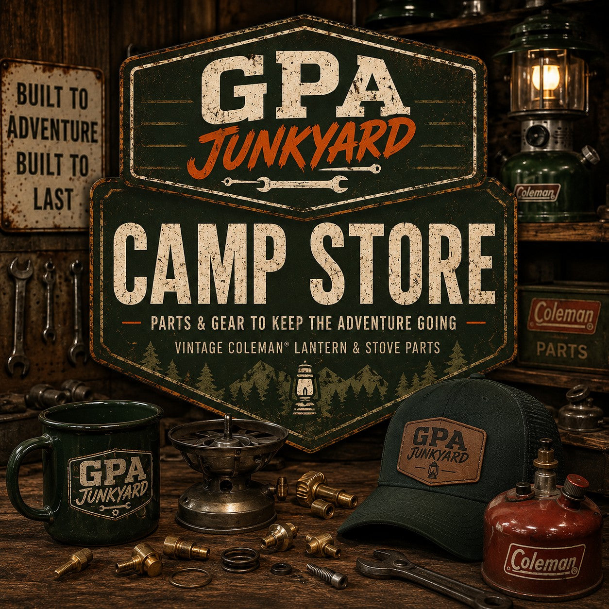 The GPA Junkyard branded gear — t-shirts, mugs, and accessories for the camp enthusiast