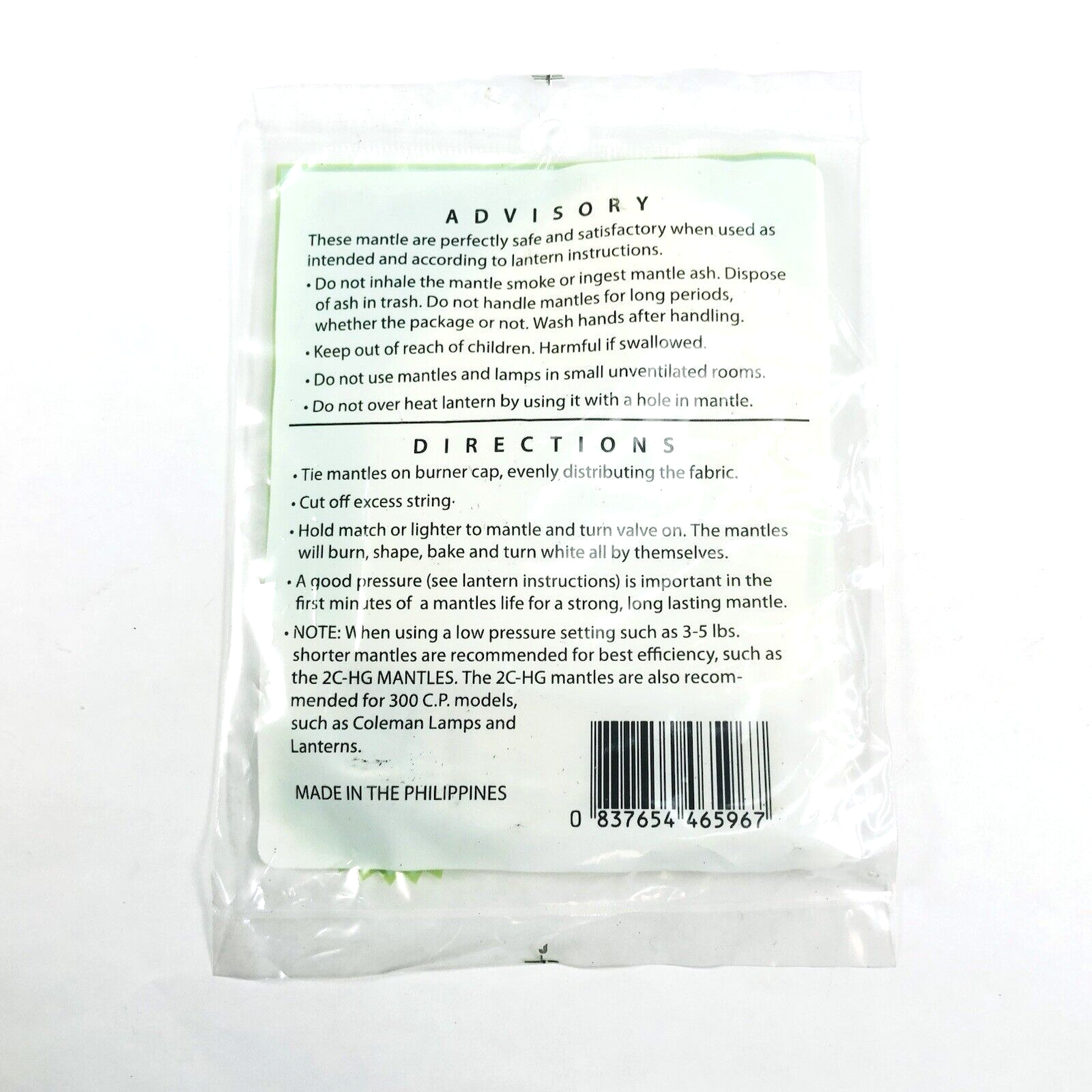 Peerless 2 Pack #24-A String Tie Mantles Same as Coleman #99 Made in Philippines1