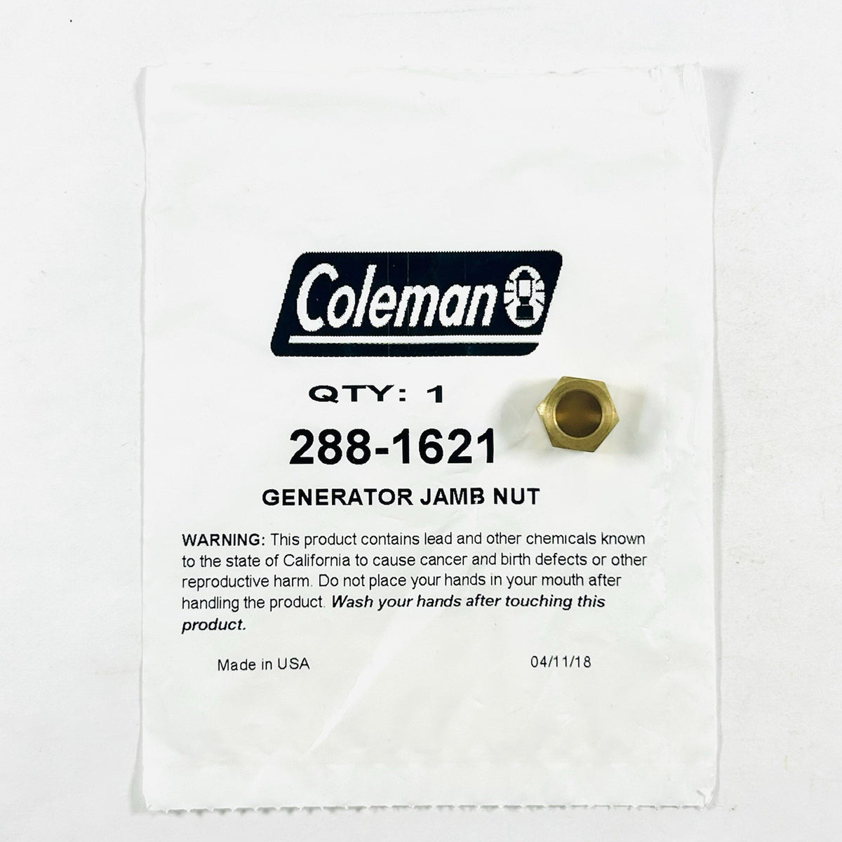 New Coleman Generator Nut #288-1621 Fits 214, 286, 288, 288A, CL1, CL2, 290, CLX0