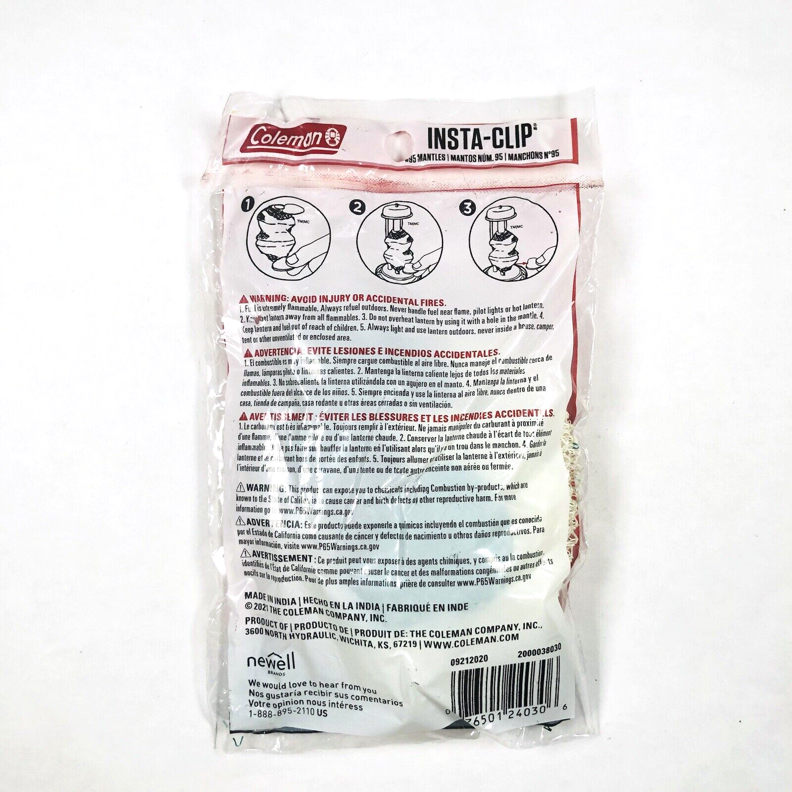 2 New Coleman Instaclip #95 Lantern Mantles 1 pack of 2 (2 Mantles Total)1