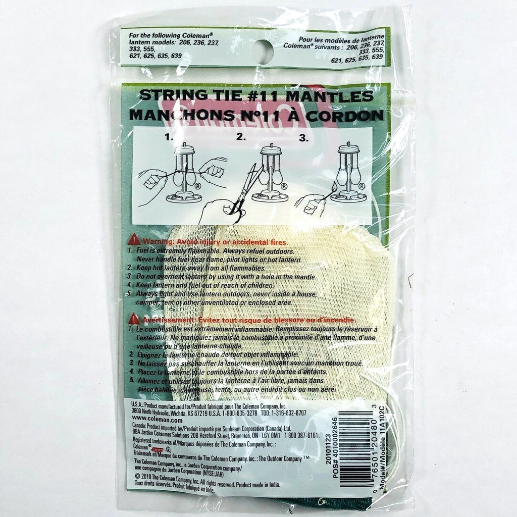 Coleman #11 111 Sock Style String Tie Mantles #11A102C 236 237 333 621 625 6391