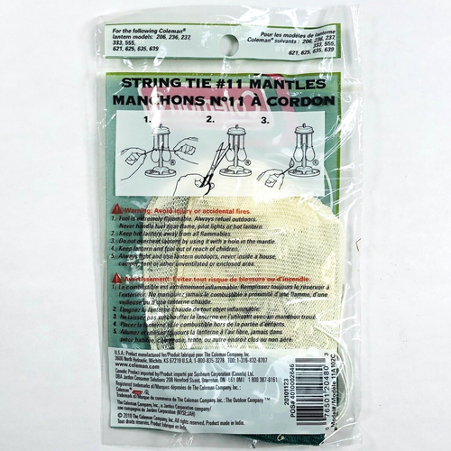 Coleman #11 111 Sock Style String Tie Mantles #11A102C 236 237 333 621 625 6391