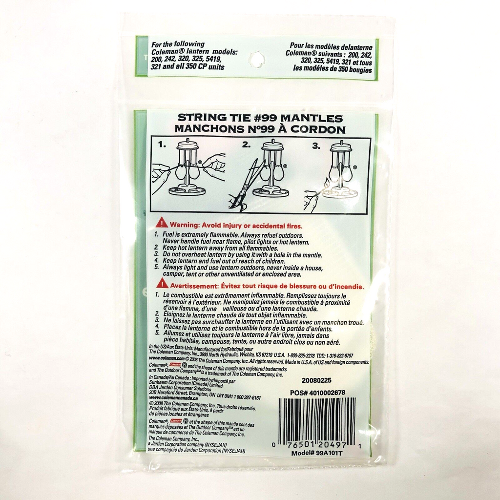 Coleman #99 Sock Style String Tie Mantles #99A101T 200 242 320 325 321 54191