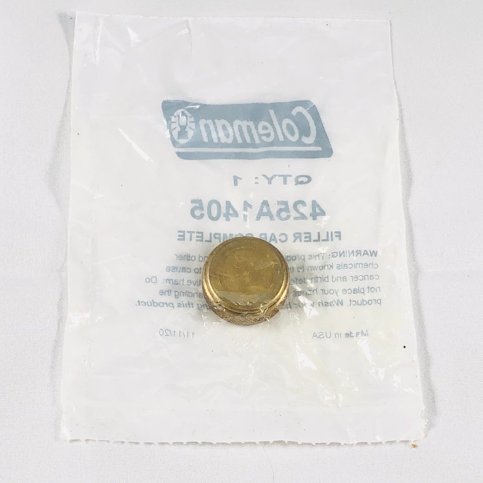 NEW Coleman Brass Fuel Filler Cap Complete Part 425A1405 - Made in the USA2