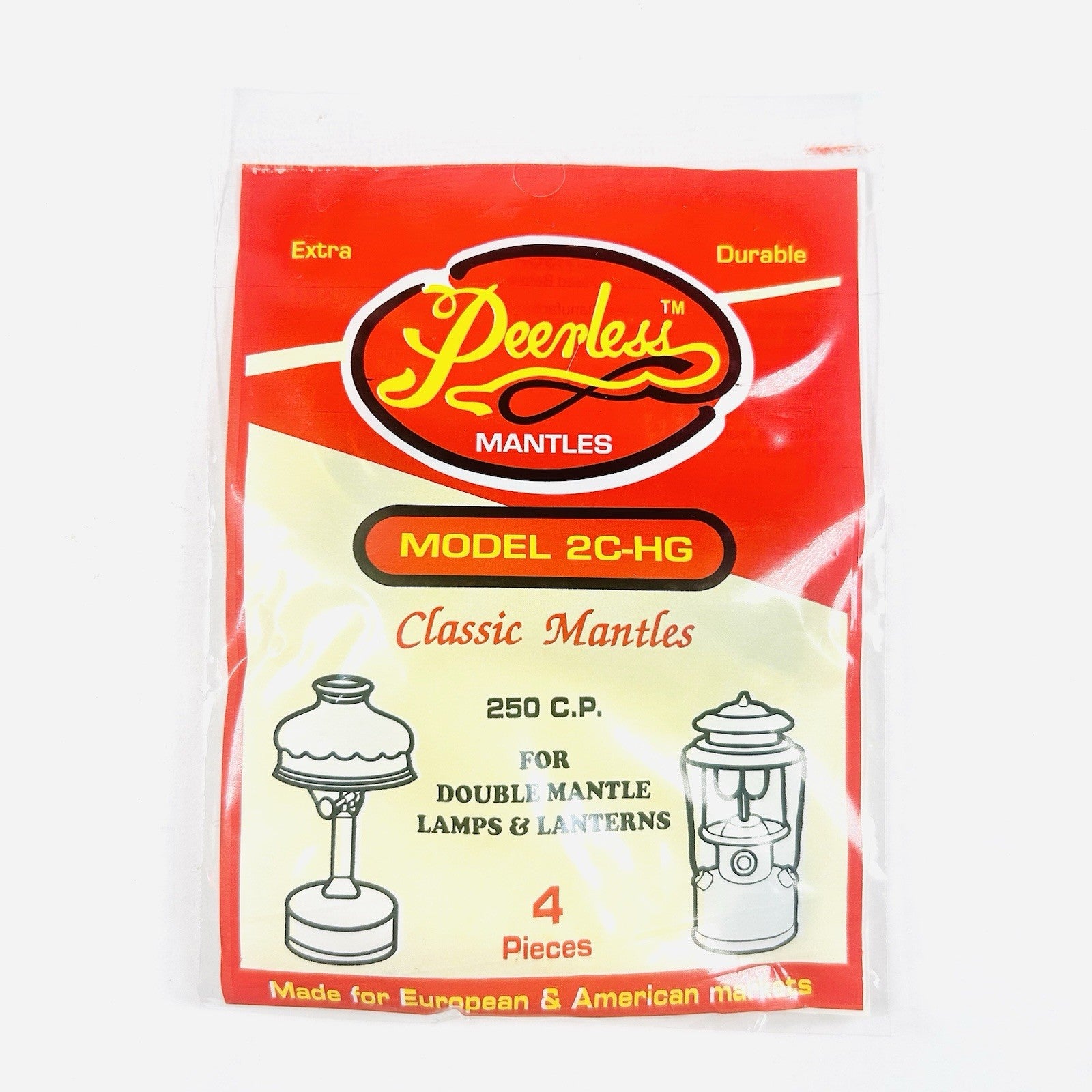 Peerless 4-Pk Mantles 2C-HG Double Mantle Lamps Using Gas, Kerosene, Propane 0